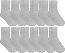 Yacht  Smith 12 Pairs Kids Premium Cotton Crew Socks Gray, 4-6 - Girls