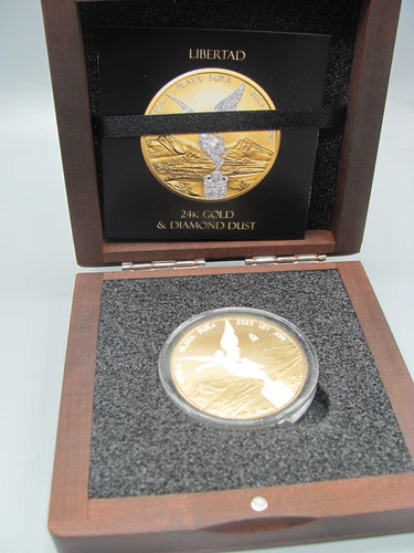 2023 Mexico 24k Gold and Diamond Dust Libertad 1 oz .999 Fine Silver