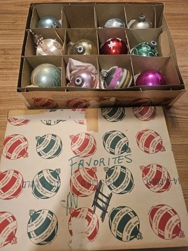 Lot of 11 Vintage Ornament Blown Glass 1 Yarn Shiny Brite West Germany Christmas