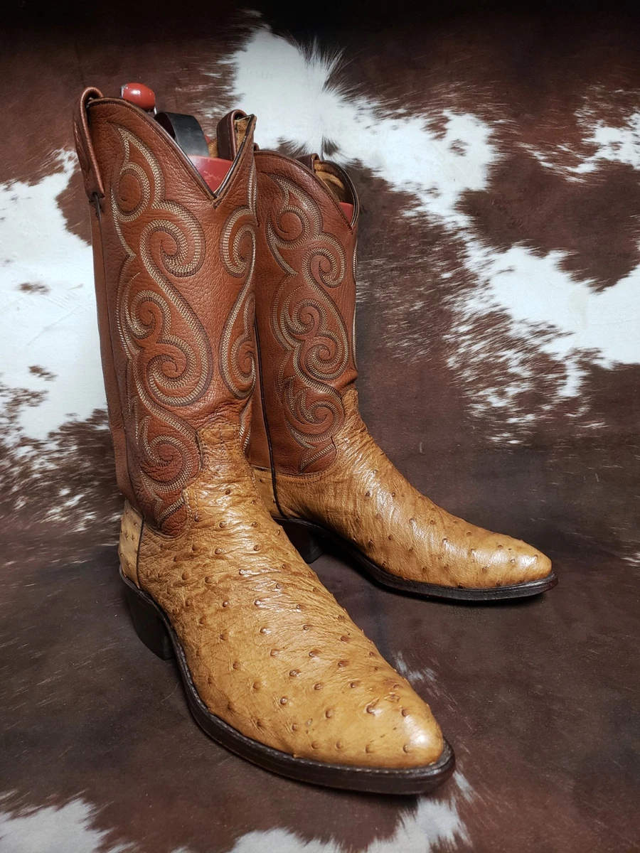 BOTTES VINTAGE HOMME DAN POST COWBOY PEAU DE LÉZARD MARRON