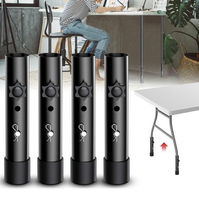 4pcs Folding Table Leg Extenders, 2 Heights, Risers, Straight, Bent Legs