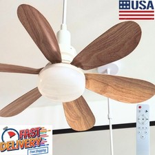 Socket Fan Light with Remote, 20.5 Screw in Ceiling Fan Light Bulb Fan Brown