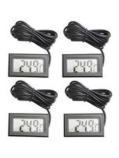 4pcs Digital Thermometer Temperature Monitor with External Sensor Black