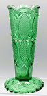 Green EAPG United States Glass Co. Bud Vase 6” Depression Glass with Lid H8