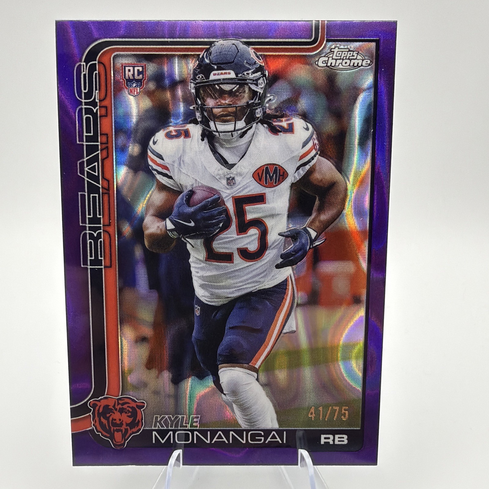 2025 Topps Chrome Kyle Monangai RC Purple Refractor /75 Chicago Bears #382