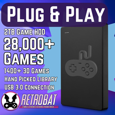 2TB Retro Gaming Hard Drive 28000+ Games RetroBat Arcade Console PC Windows 11