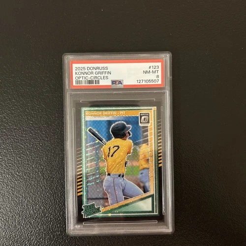 2025 Panini Donruss Rated Prospect Konnor Griffin #123 Optic-Circles PSA 8 NM-MT