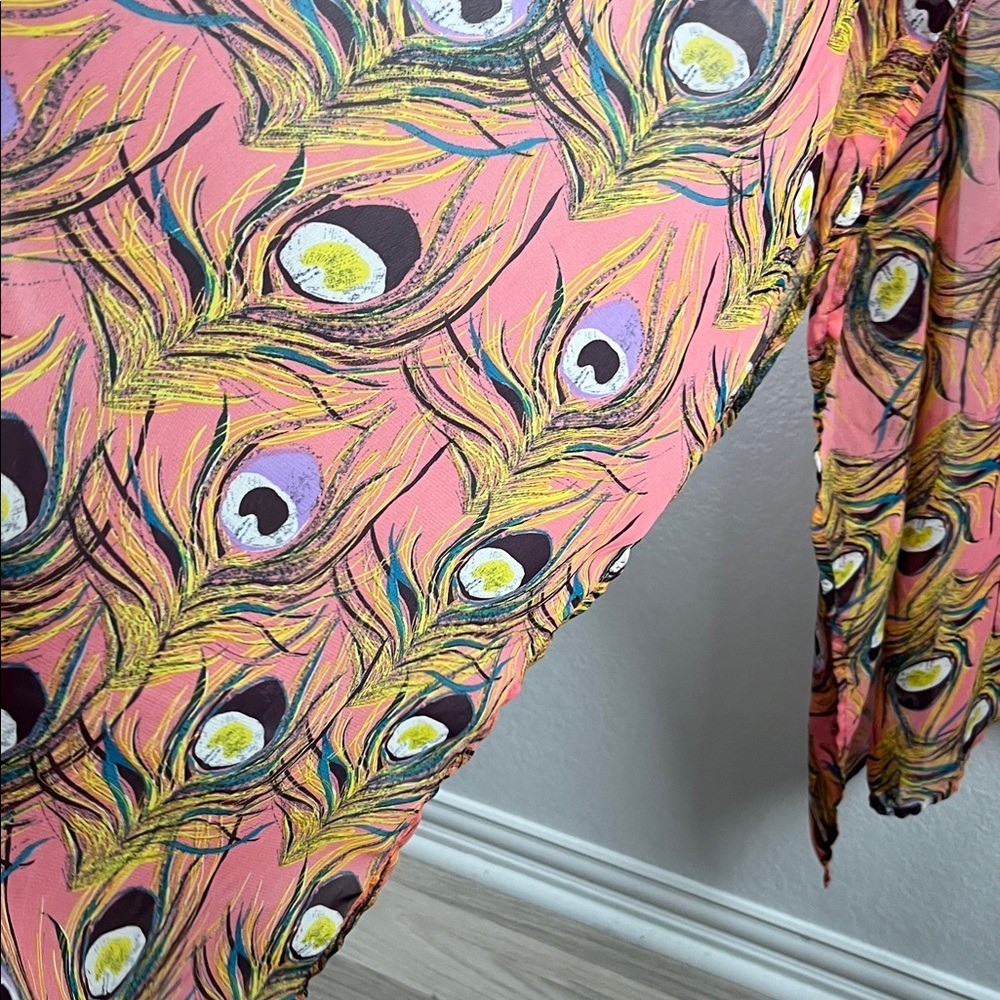 Umgee Women's Multicolor Feather Pattern Duster S… - image 6