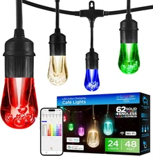 Enbrighten LED Wi-Fi Smart Cafe Lights 48' Multicolored/White Patio 57415