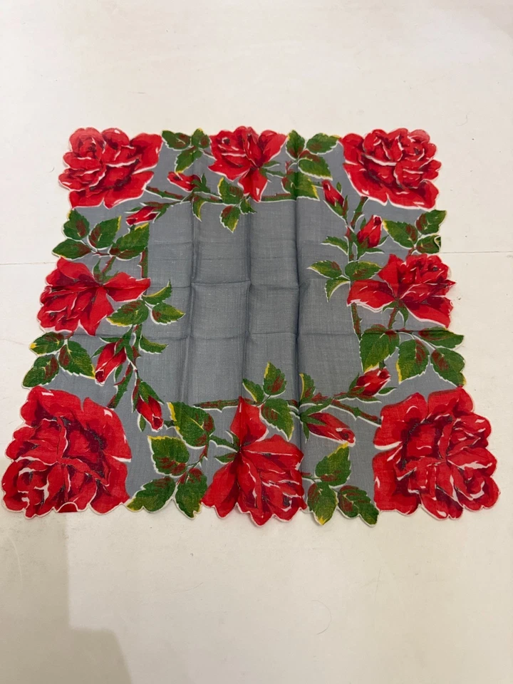 Vintage Burmel Original Red Roses Handkerchief - Image 3 of 3