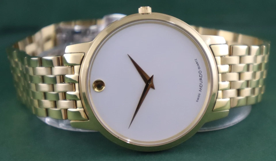 Reloj de pulsera de lujo MOVADO de cuarzo con esfera blanca para hombre correa de acero "Mantente puntual" Foto 4 de 4