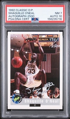 1992 Classic Draft Picks Shaquille O'Neal RC #/2500 PSA 7/AUTO 10 FMVP