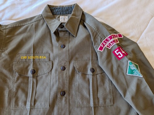 Vintage 1960s Cubmaster Men's Shirt Poly Wool? Medium 14.5 x 32 Palo Alto RWS