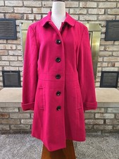 Old Navy 2012 LA Pink Wool Blend Peter Pan Collar Coat Womans Sz Lg Preppy Mod