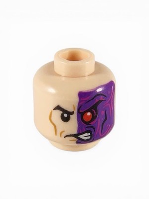 LEGO Minifigure, Head Dark Purple Left Side with Red Eye Batman