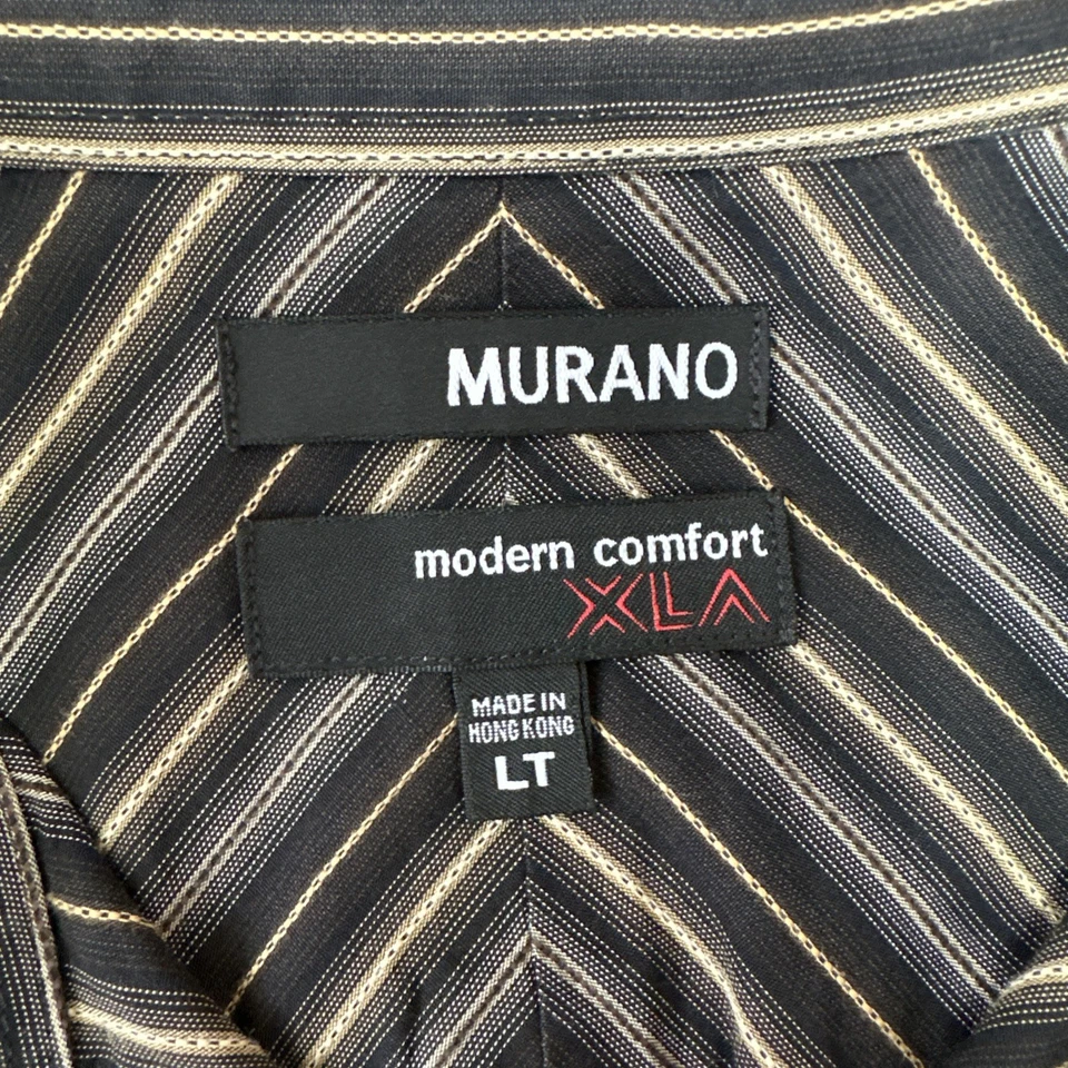 Camisa de Murano para Hombres L Alta Negra Dorada Rayas Manga Larga Vestido con Botones Informal Foto 2 de 4