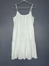 Old Navy Dress Womens XL Tall White Tiered Swiss Dot Cami Sundress Lined