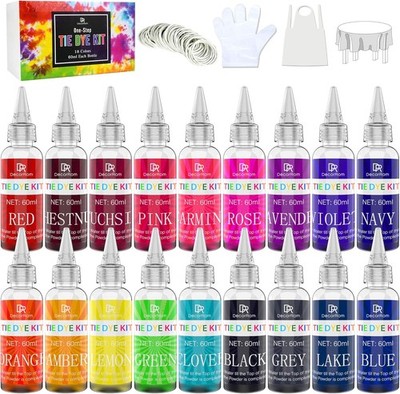 Tie Dye Kit - 18 Colours Textile Dye Fabric for DIY Textile Clothing Painting,