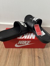Image of Nike Benassi JDI Slides Black & White Unisex Pool Slides UK9 US10 EU44 NEW