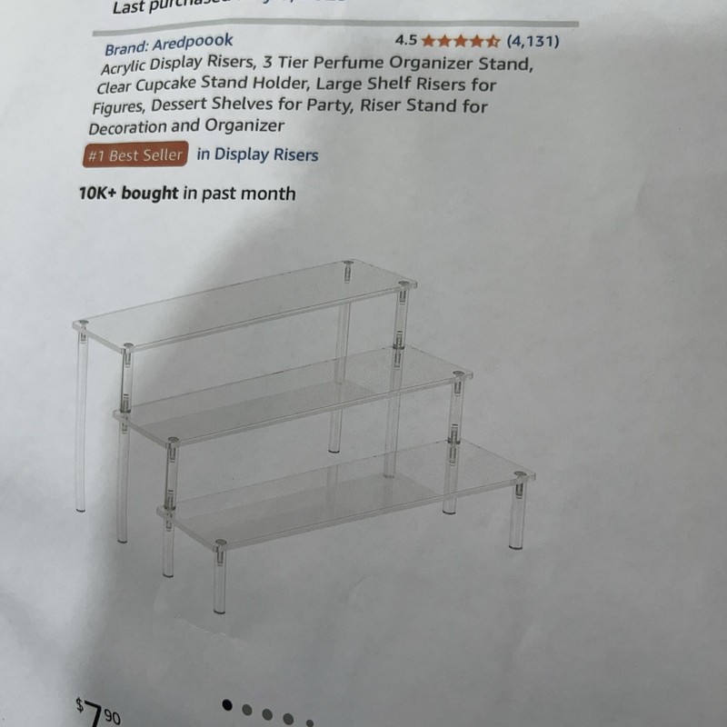 Aredpoook Acrylic Display Risers 3 Tier Perfume Organizer Stand Clear Cupcake...