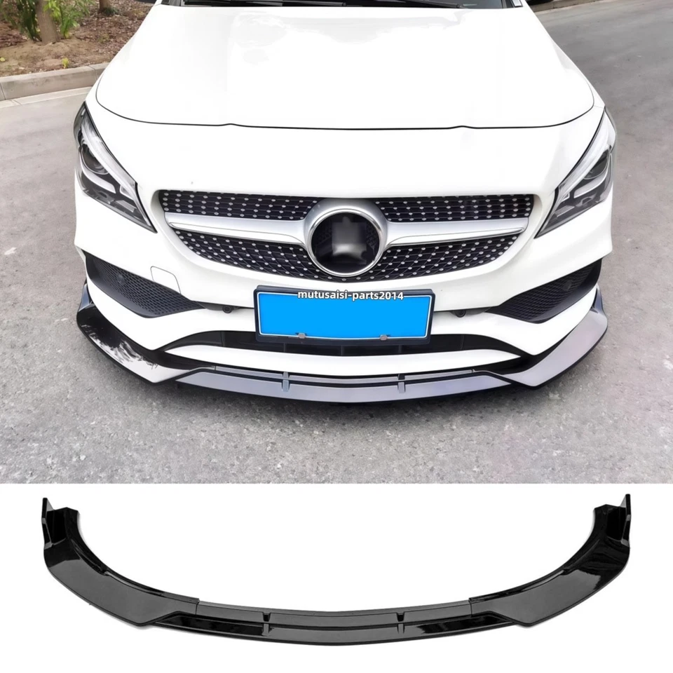 Glossy Black Front Lip Splitter For 2017-2019 Mercedes CLA W117 CLA250 AMG Line - Image 4 of 4