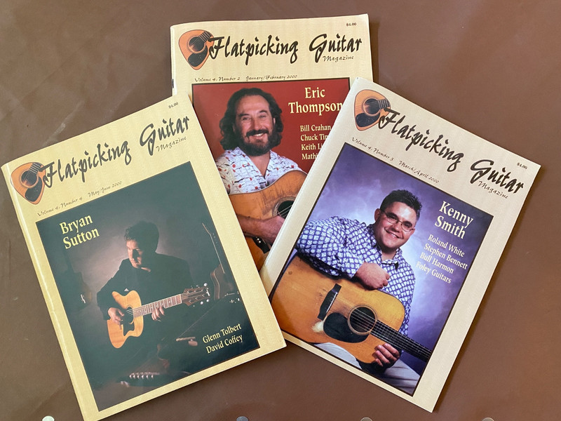 FLATPICKING GUITAR MAG Vol 4 '00 Issues 2-4 B Sutton, K Smith E Thompson VGC,CDs