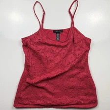 Style & Co Red Lace Cami Tank Top Womens Size L Adjustable Straps