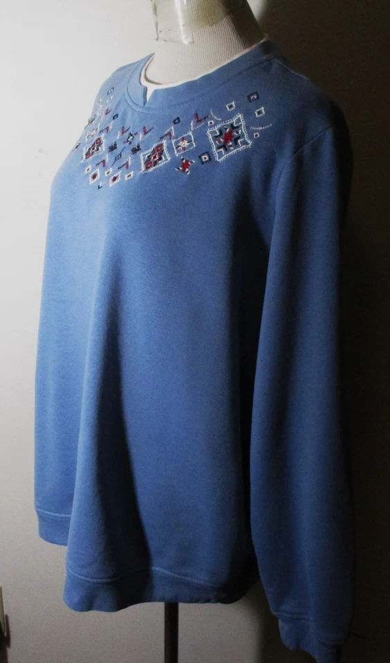 Sudadera BLAIR Azul Ligera Bordada Para Mujer Talla XL Foto 4 de 4