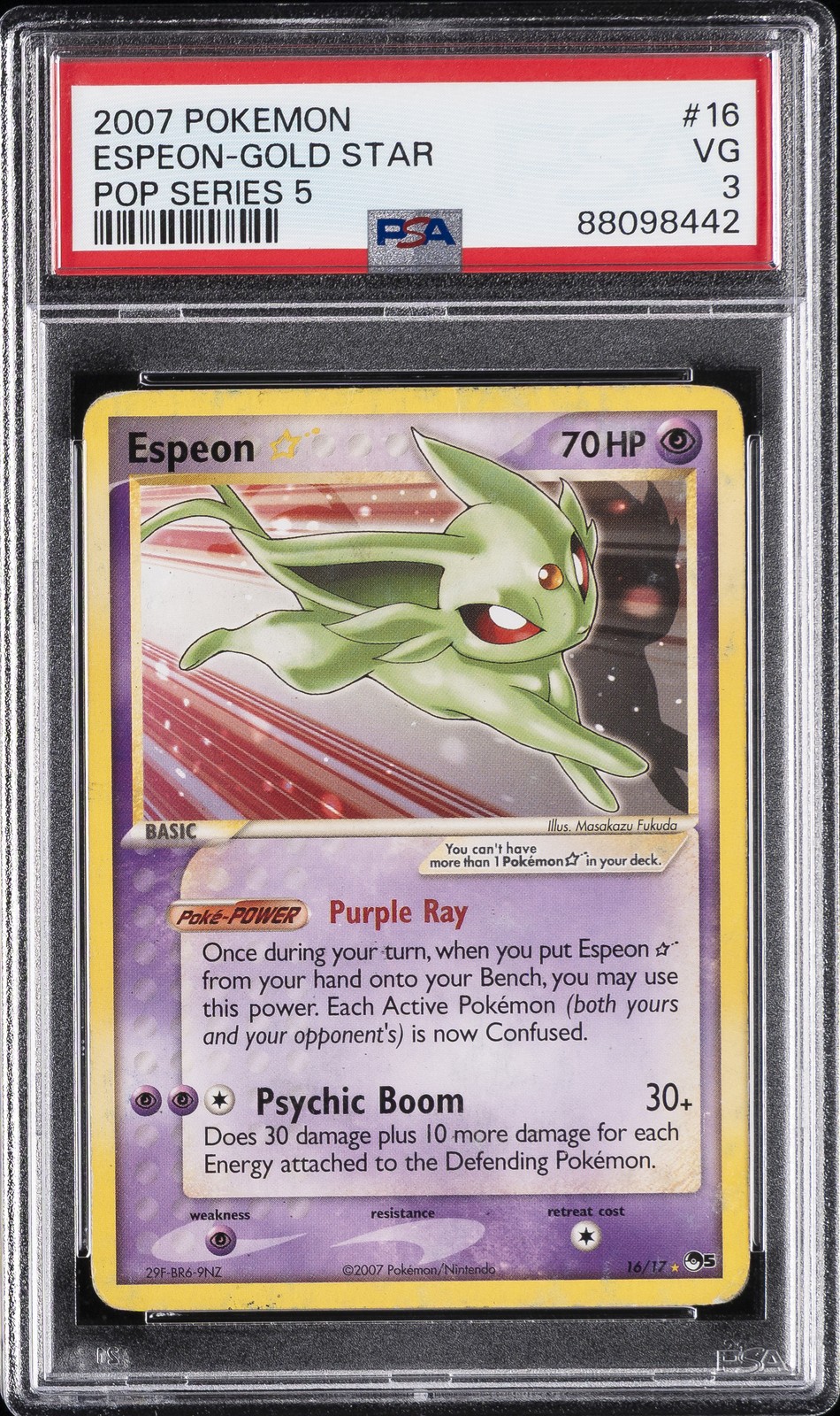 2007 POKEMON POP SERIES 5 #16 ESPEON-GOLD STAR PSA 3