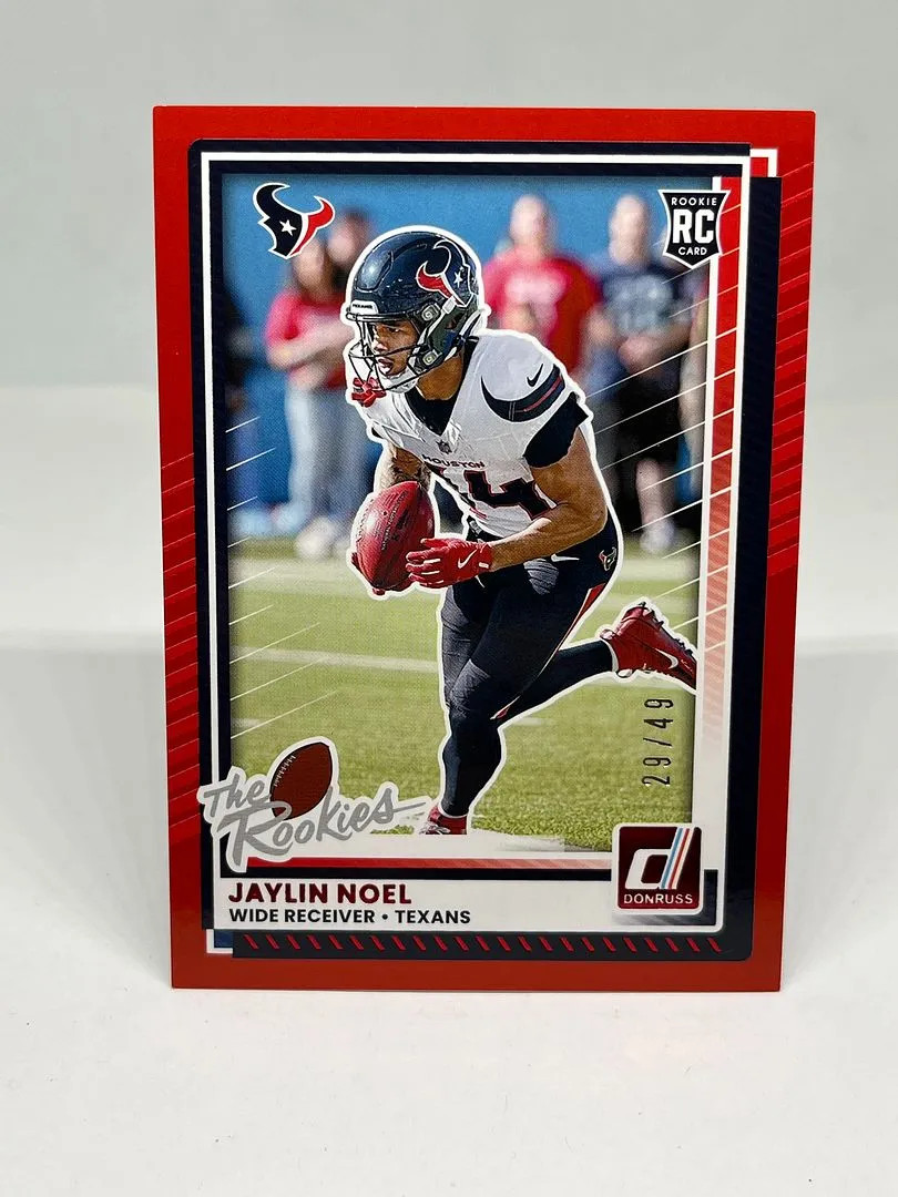 Jaylin Noel 2025 Donruss Rookies & Highlights Red /49 Texans #DRH-37