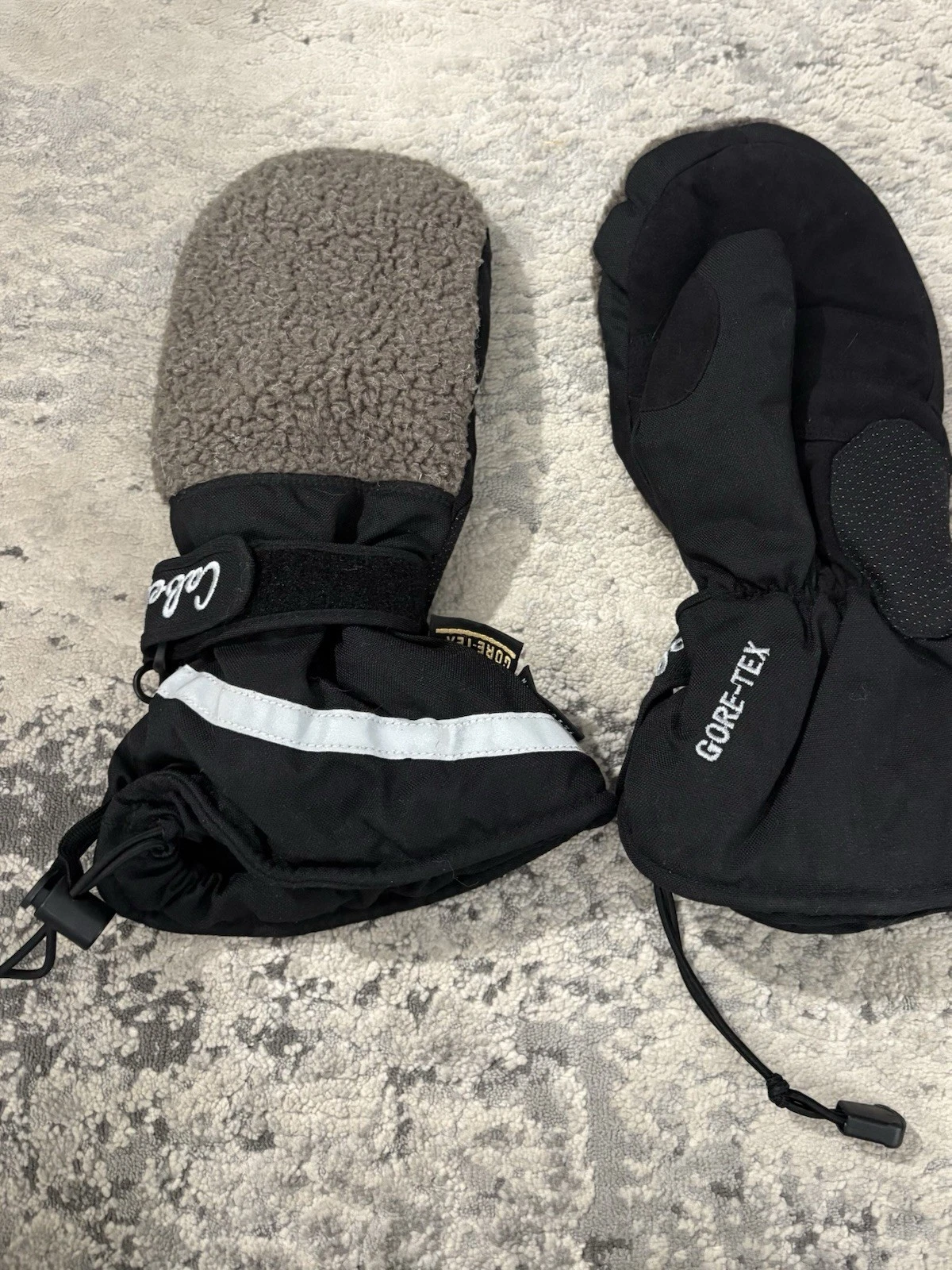 Cabela's Mittens Mens M Black/Black GORE-TEX Thinsulate Leather Palm Winter Ski