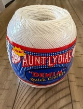 Coats & Clark Aunt Lydia's "Denim" Crochet Thread 400 Yards White Cotton New