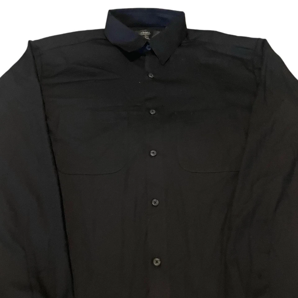 Camisa Cintas Alta Imagen Sin Arrugas Negra Preppy Vestido Botón Manga Larga Talla M Foto 2 de 4