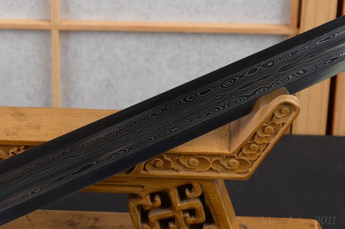 Espada de acero doblada de ébano dragón chino tradicional 102 cm afilada hecha a mano Jian神龙剑 - Imagen 11 de 12