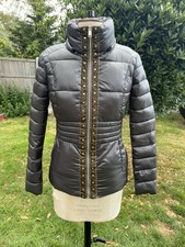 Guess Puffer Feather Down Jacket Dark Green Zip Up Size Xs Light Weight Fitted