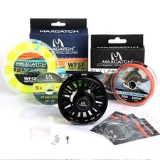 Maxcatch Fliegenfischen Rolle Set mit Schnur Backing Tippet & Ring Vorfach Hooks