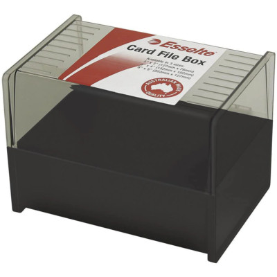 NEW Esselte System Card File Box Holder 102x152mm 6''x4'' Black Storage Container
