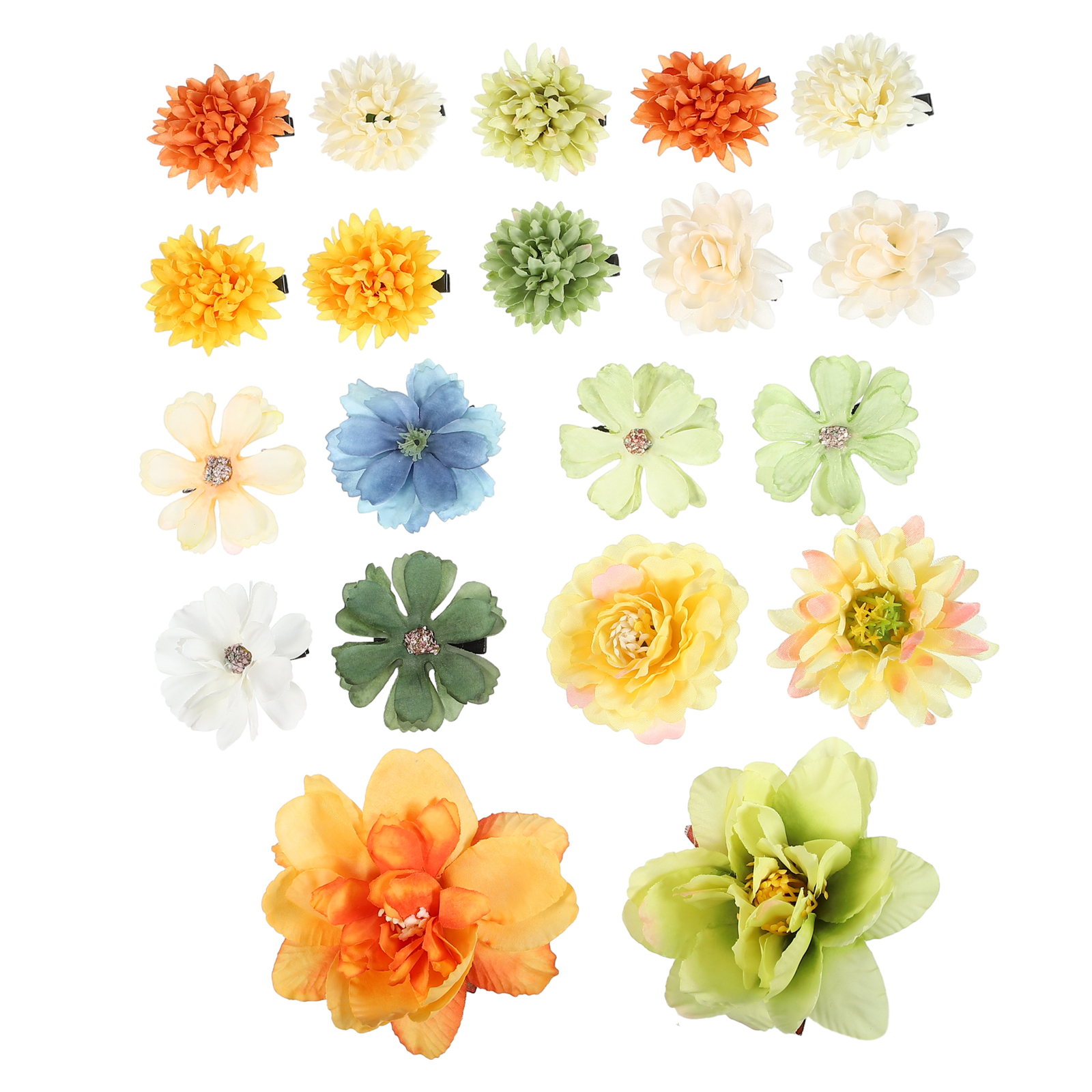 20pzs, Clips de Pelo de Flores, Pasadores de Flores para Mujeres, Amarillo Verde