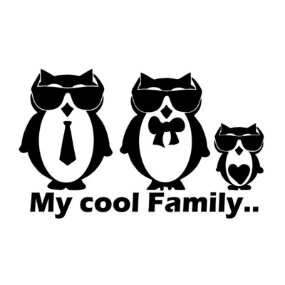My cool Family - Aufkleber Auto Folie Tattoo Kontur Familie Eulen Love Liebe