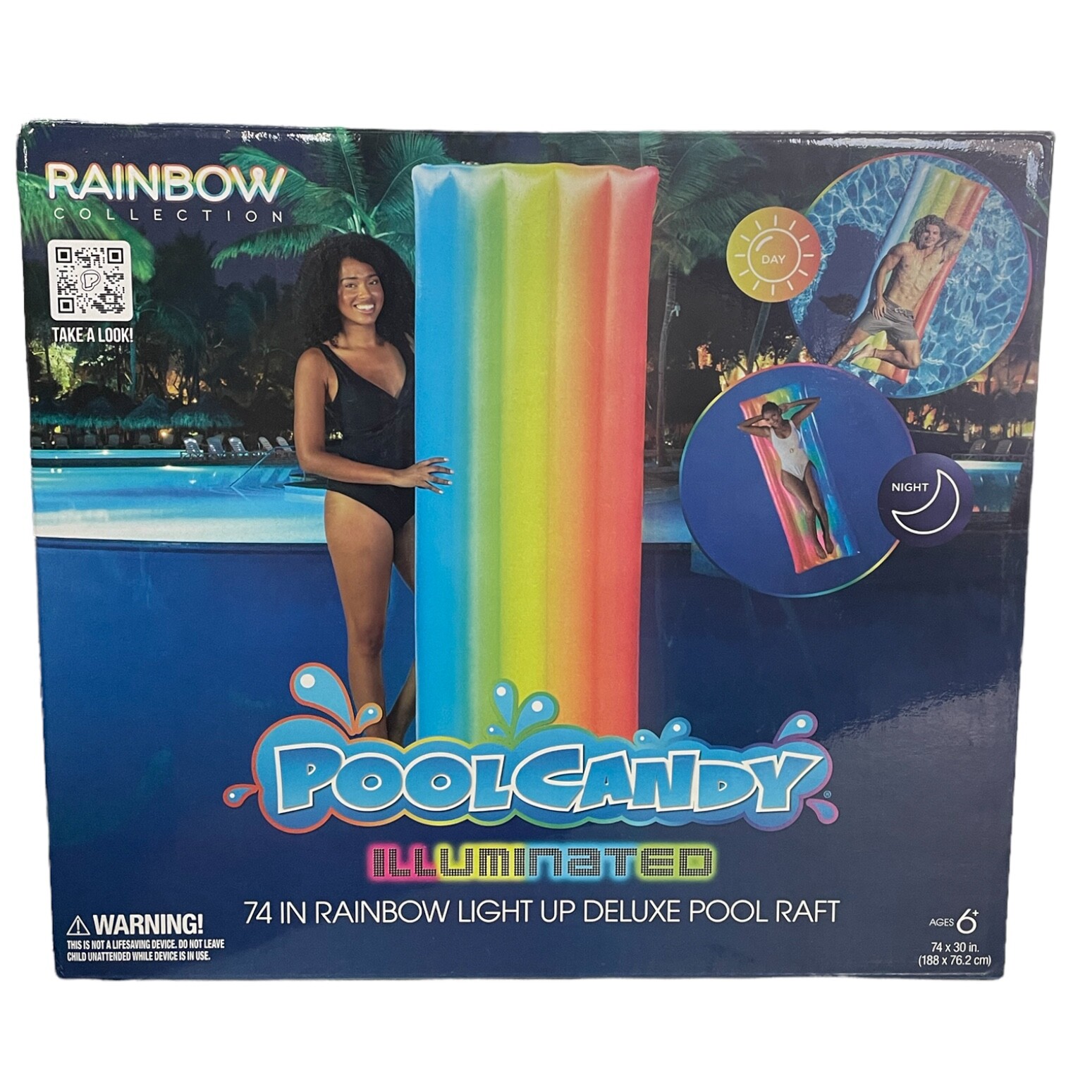Бассейн Candy с подсветкой 74 Rainbow Light Up Deluxe Pool Raft Float 3390₽