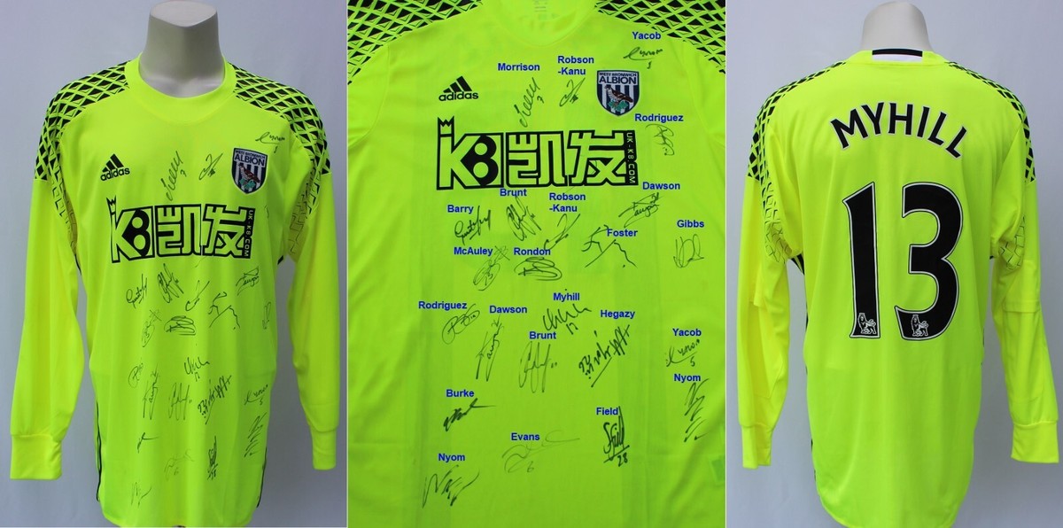 Boaz Myhill West Brom GK Shirt Signed by 2017-18 Squad COA Map