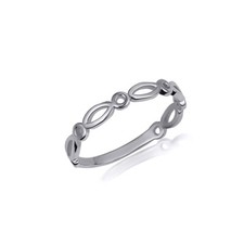 .925 Sterling Silver Oval  Round Shaped Eternity Band Ring