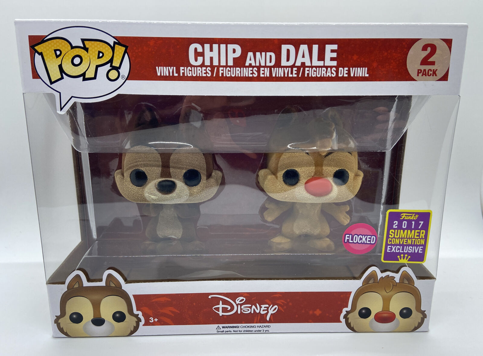 Funko POP Disney Chip And Dale Flocked 2 Pack 2017 SDCC Exclusive