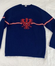 Vintage 100 Rein Schurwolle Wool Sweater Navy blue with Austria Crest