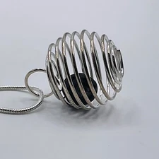 Essential Necklace Diffuser Cage Basalt Lava Bead Relax Gift Mom Silver Tone Cha