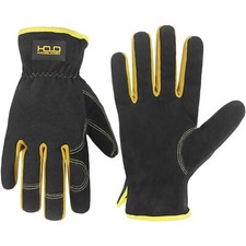 HANDLANDY Leather Gardening Gloves, Utility Work Gloves for Mechanics