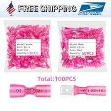 100X Waterproof Spade Female Male Heat Shrink Wire Connector Terminal 16-22 AWG