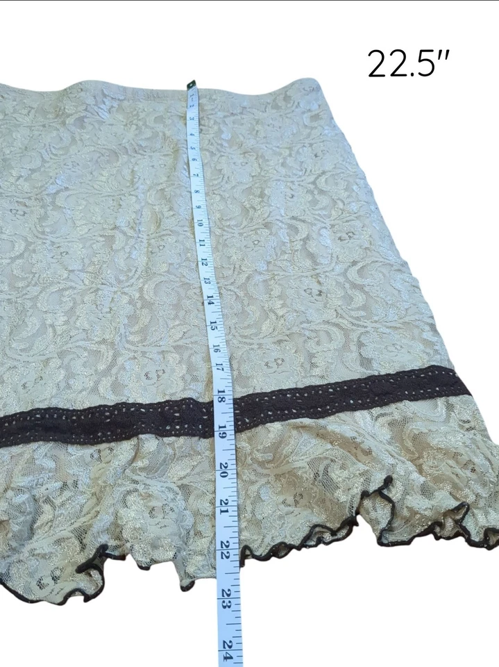 Saia de renda elástica feminina grande vintage anos 90 Bisou Bisou - Imagem 3 de 4