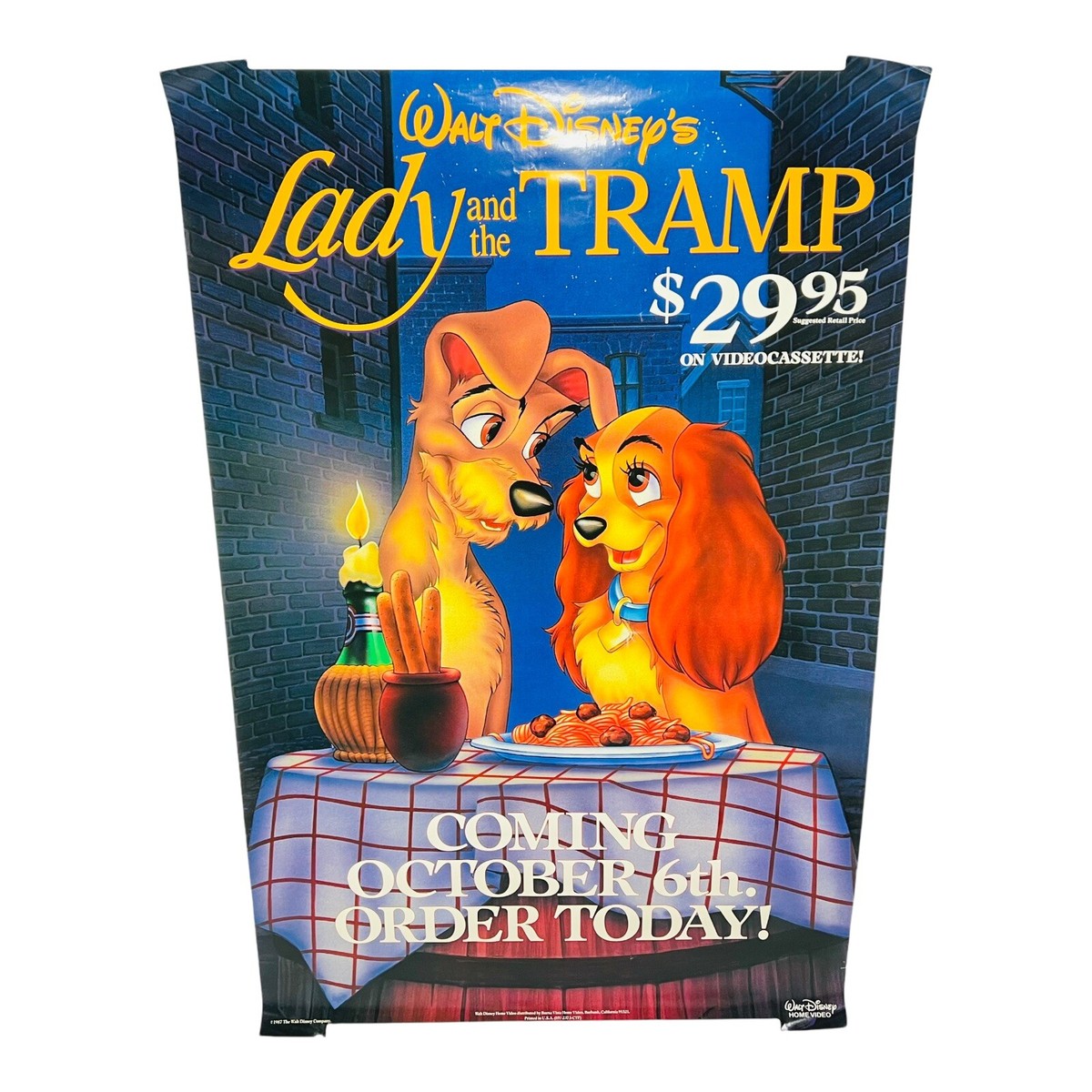 1987 Walt Disney Home Video Lady and the Tramp VHS Videocassette