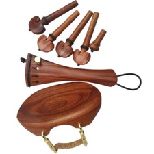 4/4 Mahogany Violin Parts Set All Parts Pegs Chin Rest Peg Pins End Pins